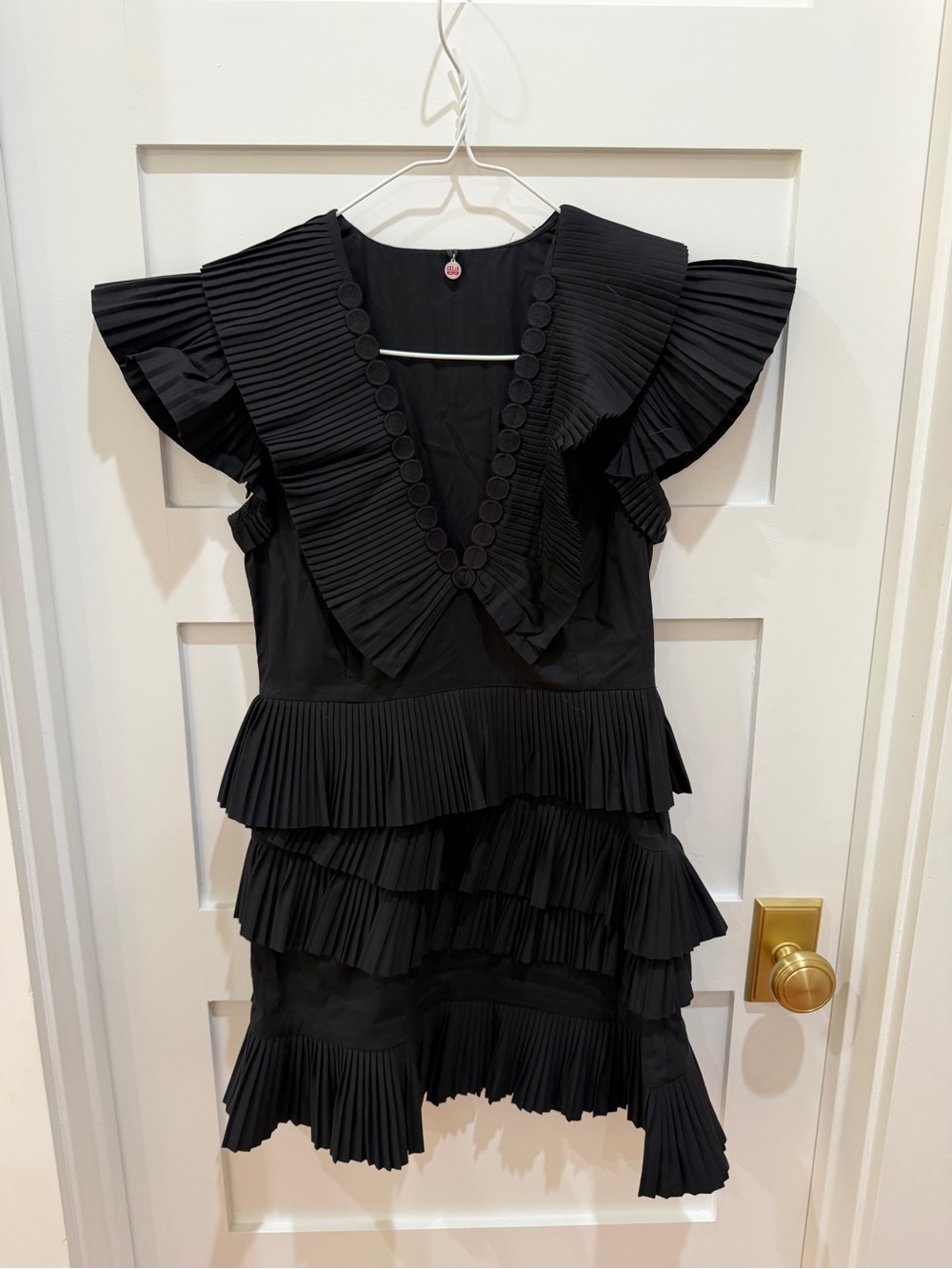 Black Pleated Ruffle Mini Dress - Elegant Women's Dress